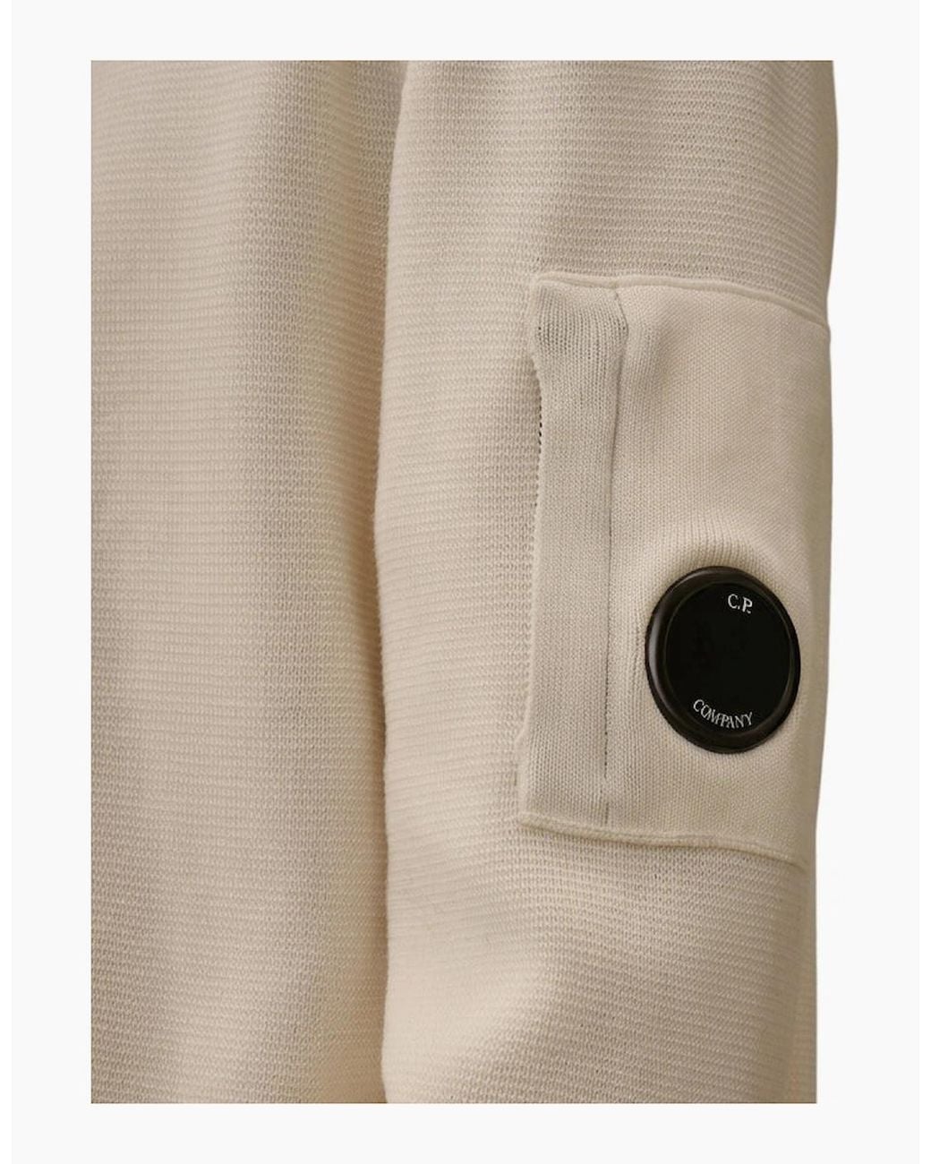 C P Company Natural Re-Wool Quarter Zip Lens Knit for men