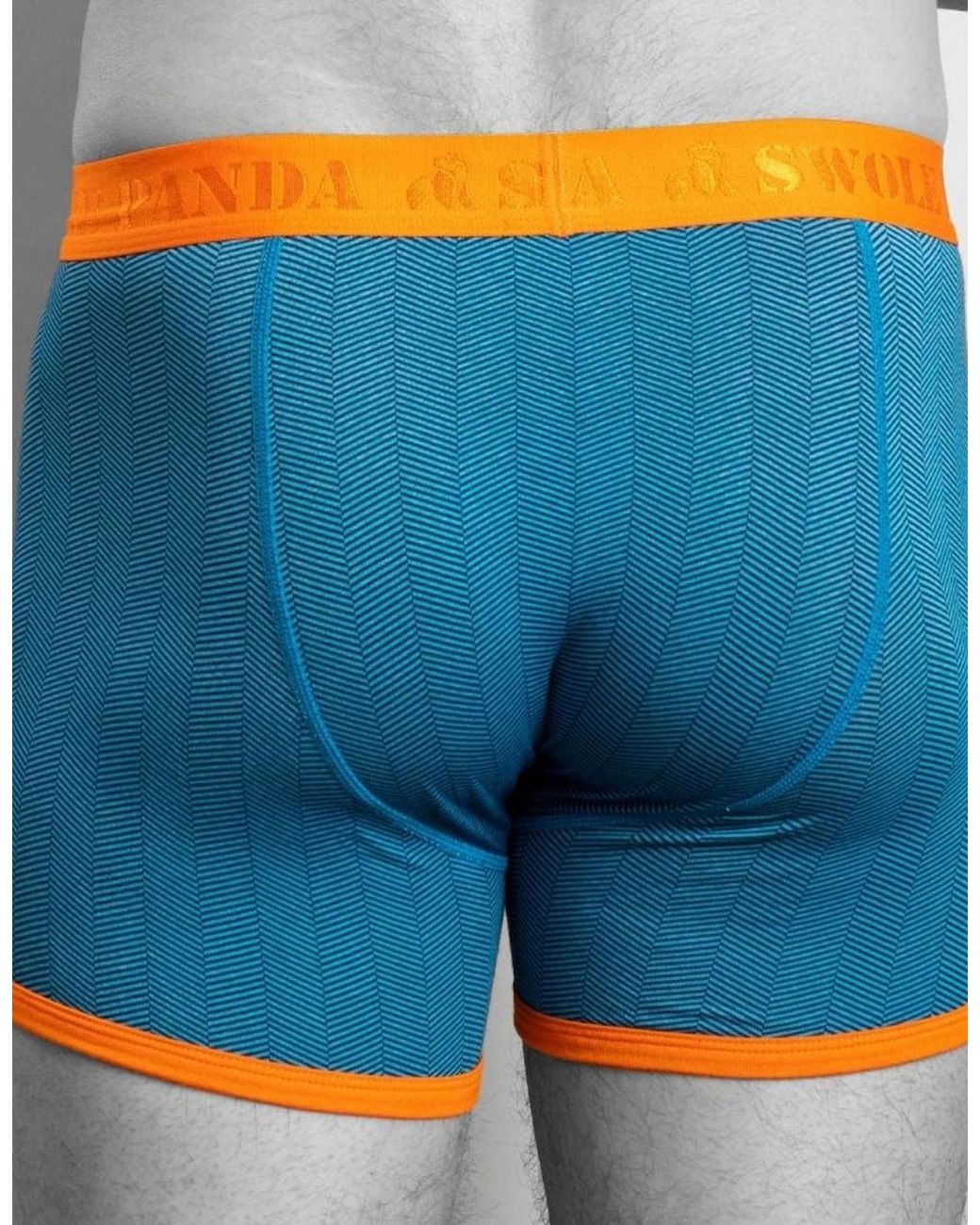 Swole Panda Blue Herringbone Bamboo Boxer Brief for men