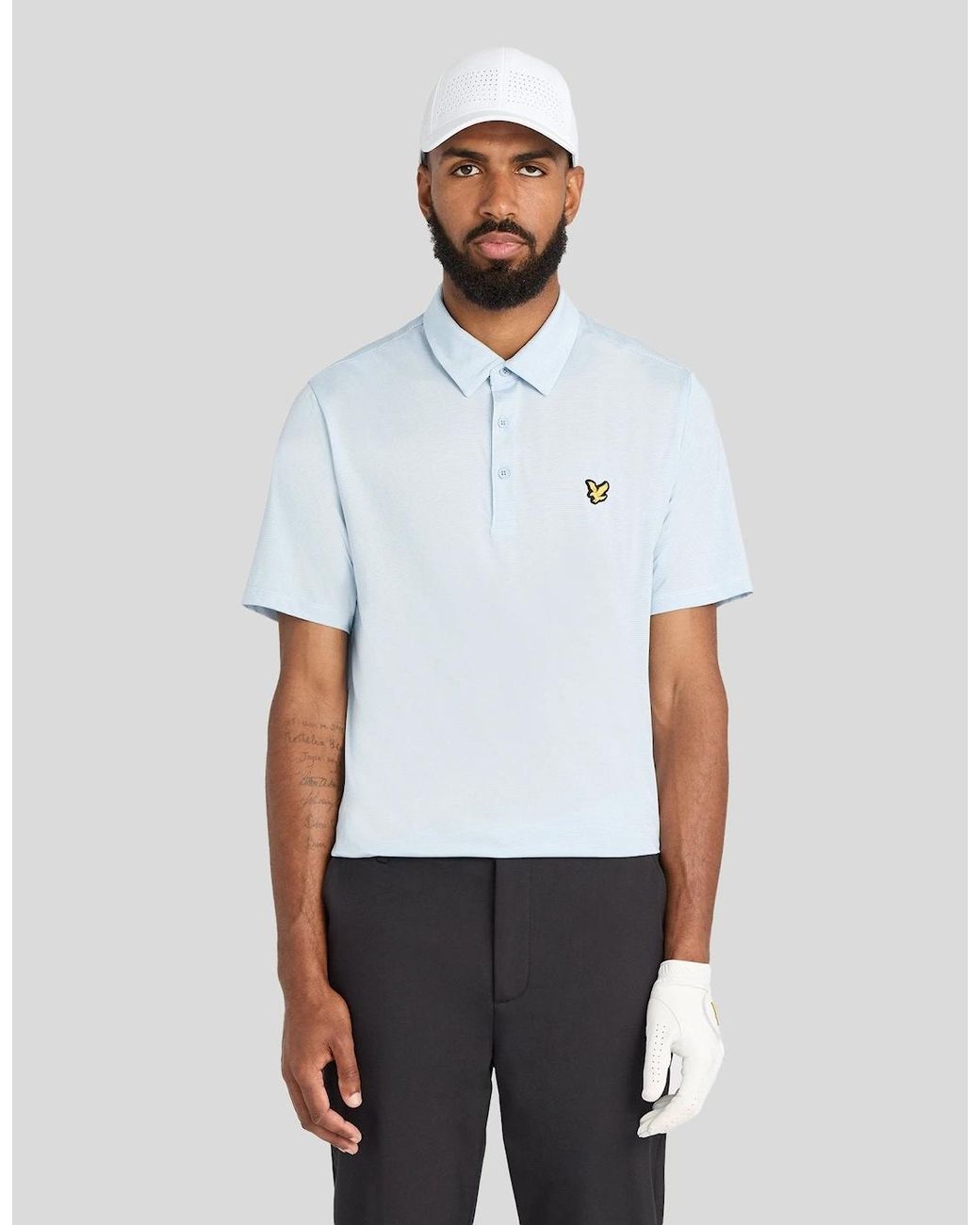 Lyle & Scott White Microstripe Technical Polo Shirt for men