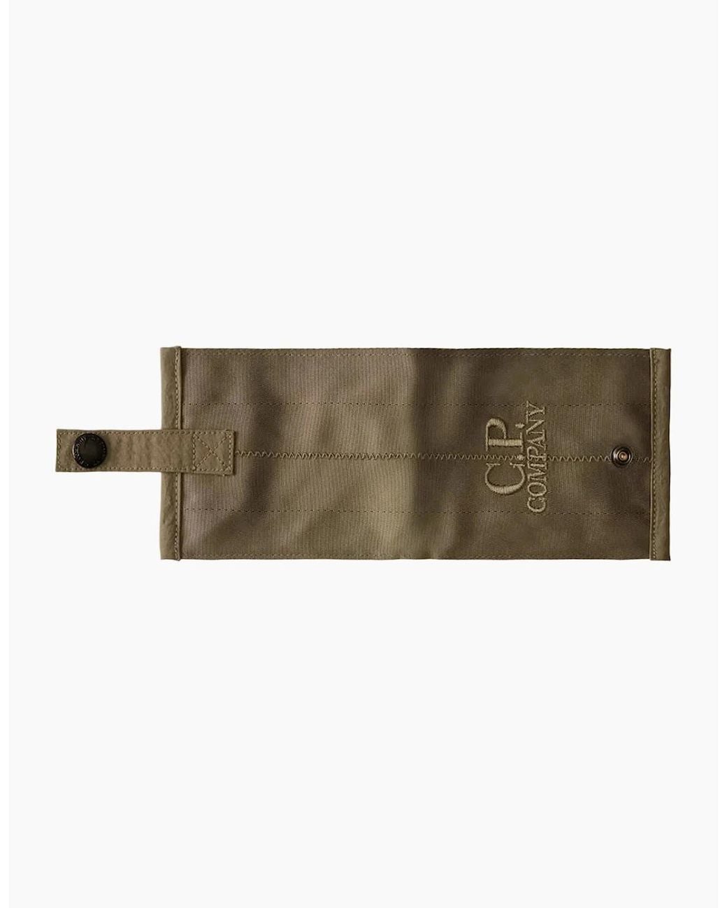 C P Company Green Herringbone Logo Wallet for men