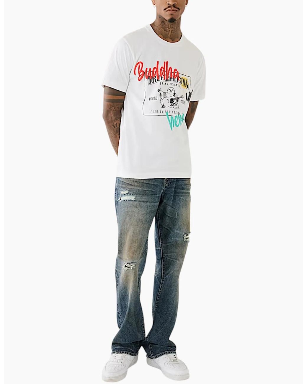 True Religion White 108017 T Shirts Crew Neck Tee for men
