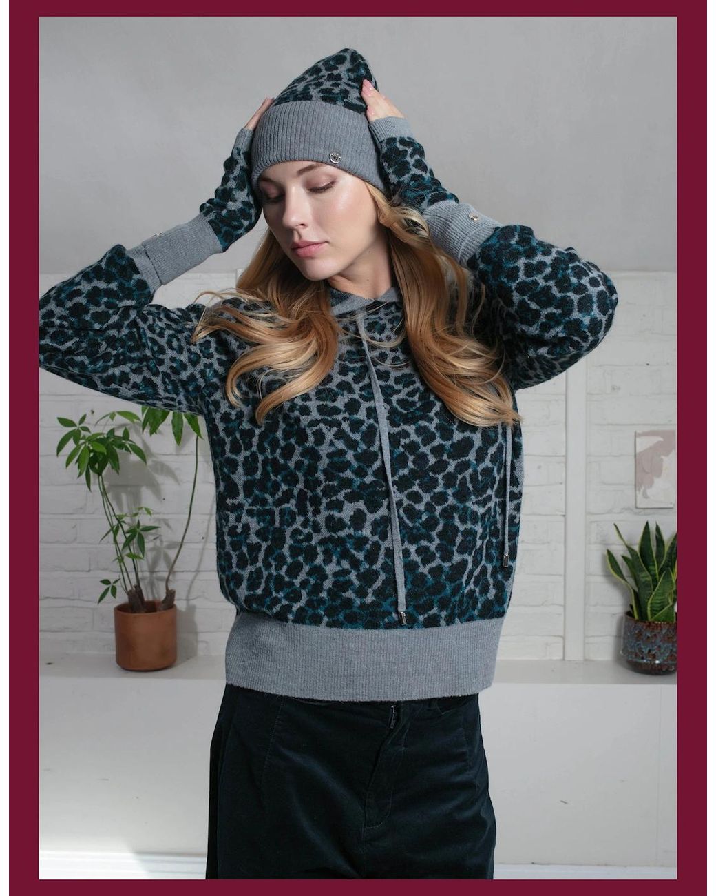 Nooki Design Blue Darcy Leopard Beanie