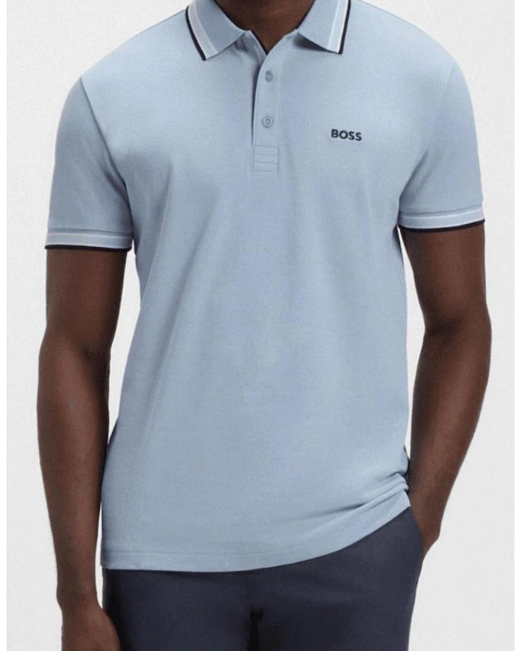 Boss Blue Paddy Cotton Pique Sky Polo Shirt for men