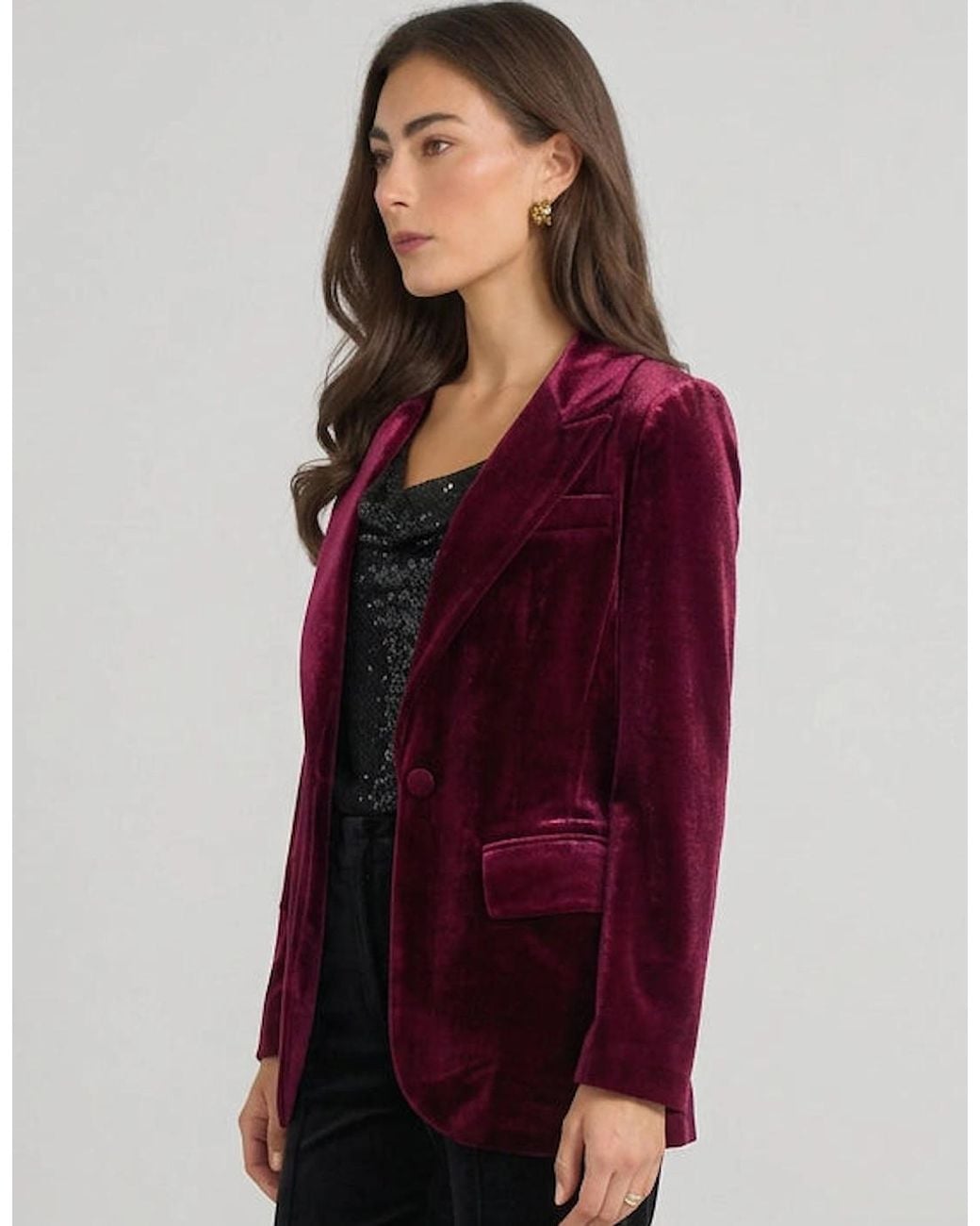 Gini London Red Mulberry Velour Jacket