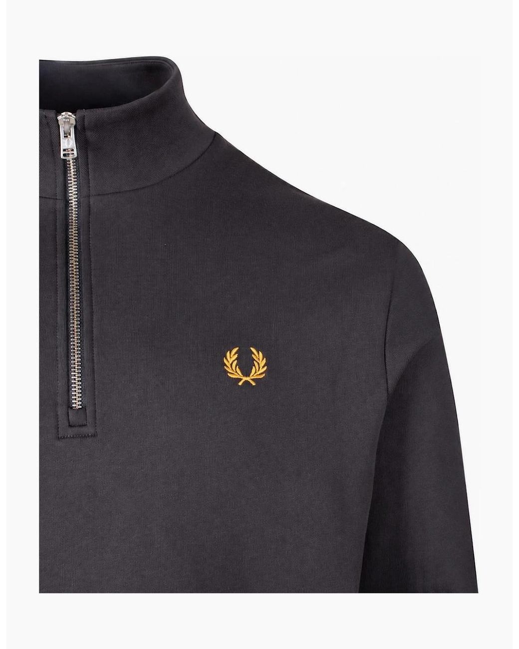 Fred Perry Gray Half Zip Sweatshirt Anchor/Golden for men
