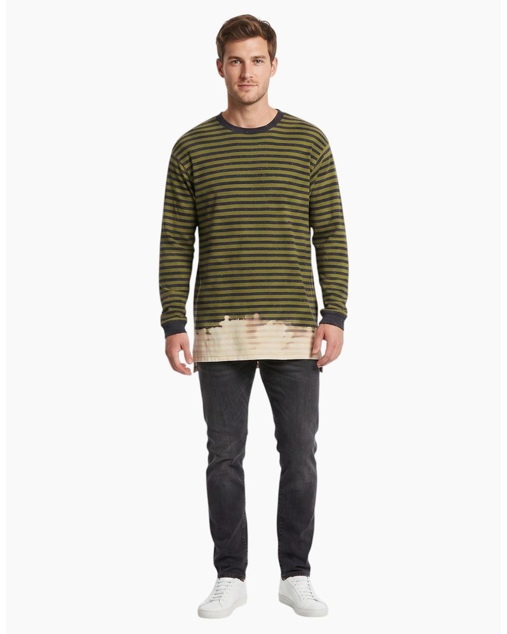 DIESEL Green T Halo T Shirt Crew Neck Casual Cotton Long Sleeve Summer Tees for men