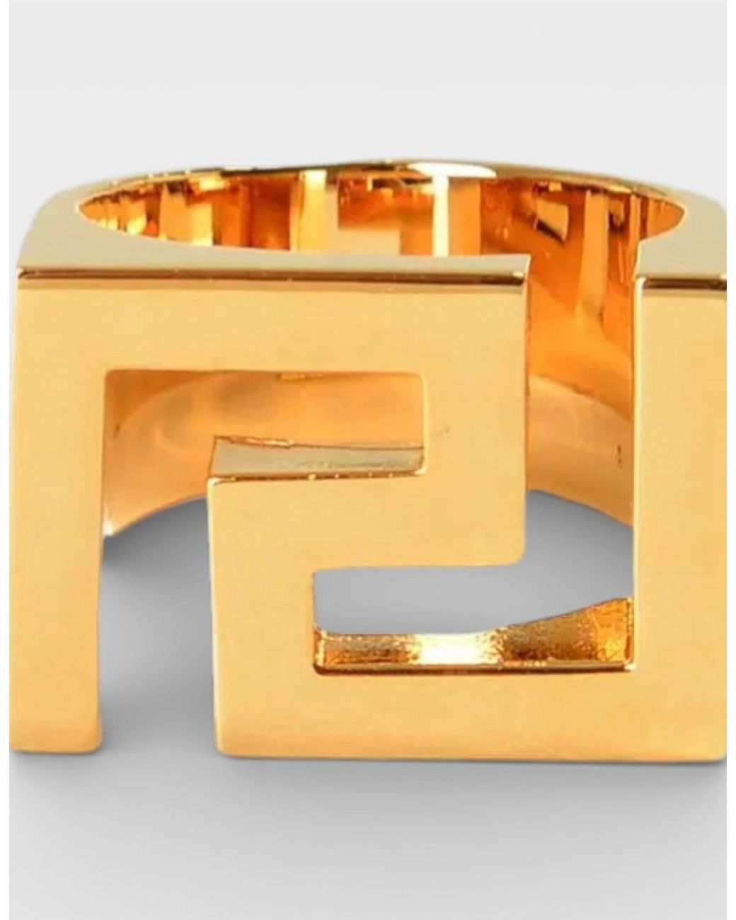 Versace Metallic Statement Band Ring Metal Tone