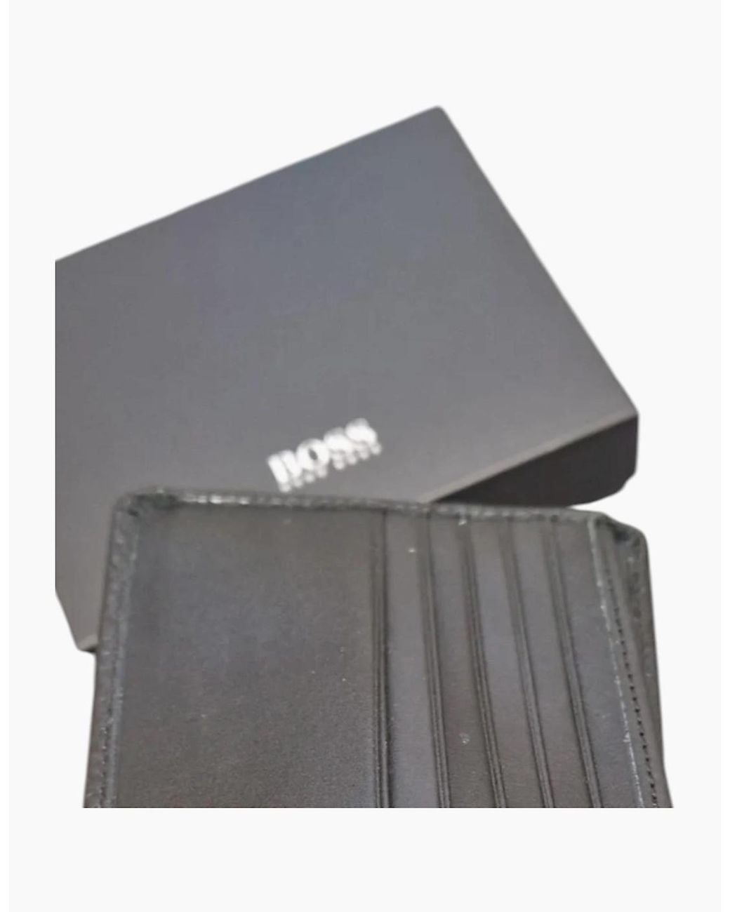 Boss Black Genuine Leather Wallet Moneme Bifold Credit Card Holder for men