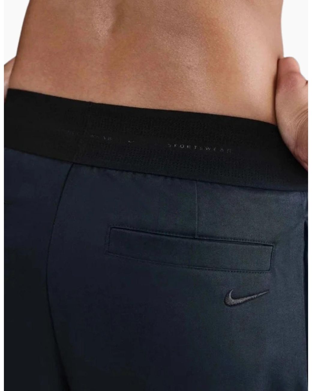 Nike Black Lightweight Twill Mid Rise Wige Leg Trousers