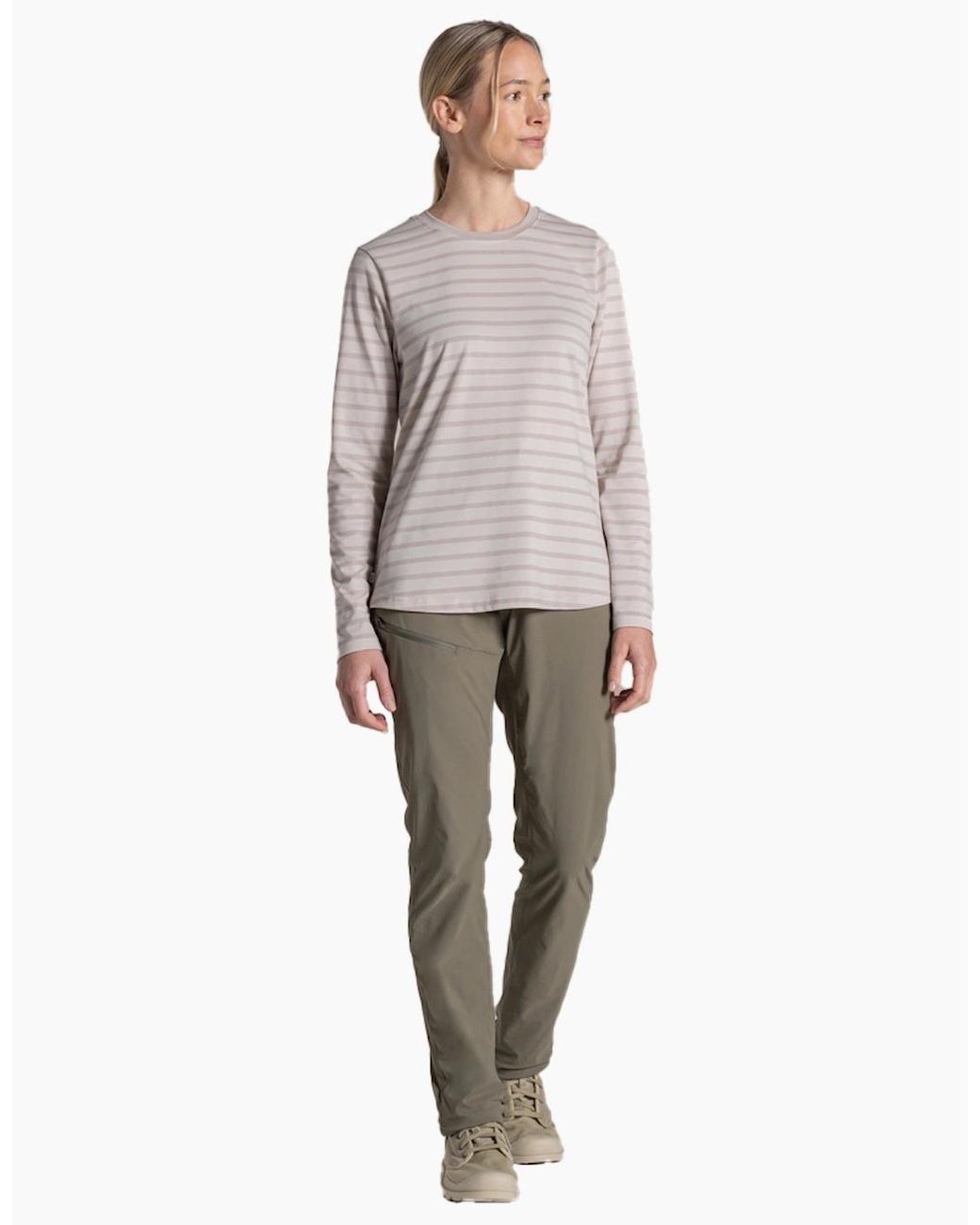 Craghoppers Gray Ladies Akona Striped Nosilife Long-Sleeved T-Shirt