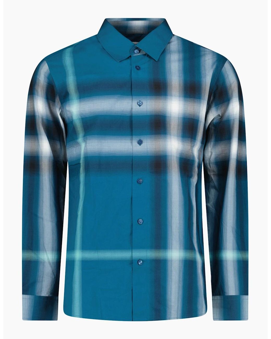 Burberry Blue Claverdon Maxi Check Cotton Shirt for men