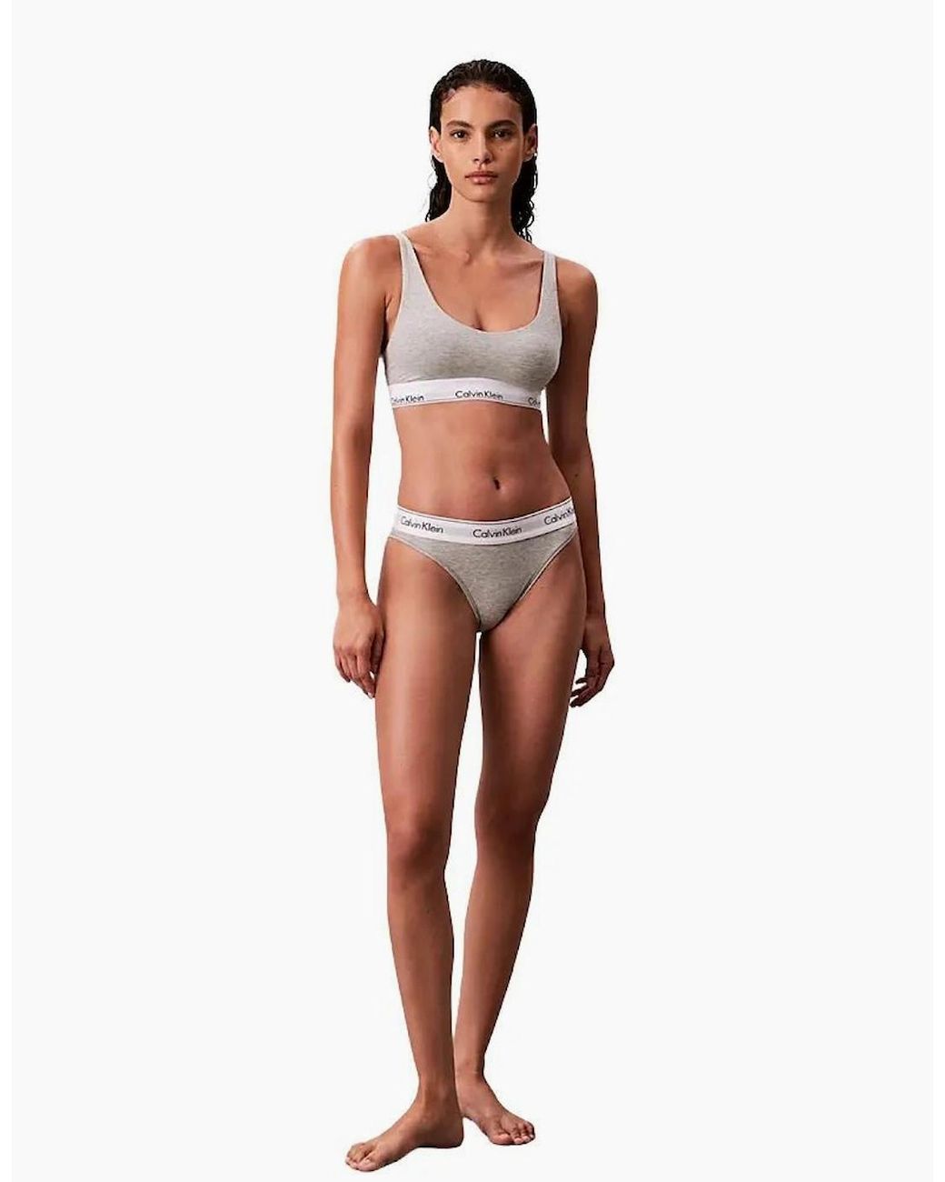 Calvin Klein White Icon Cotton Modal Lightly Lined Bralette, Heather