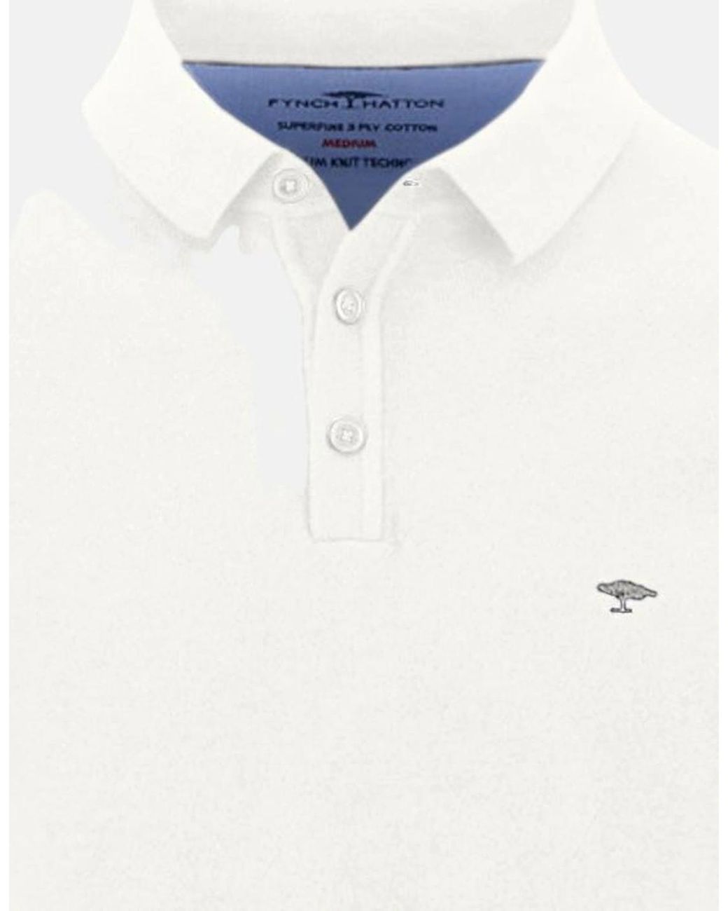 Fynch-Hatton White Polo Collar Fine Knit Cotton Sweater New Off for men