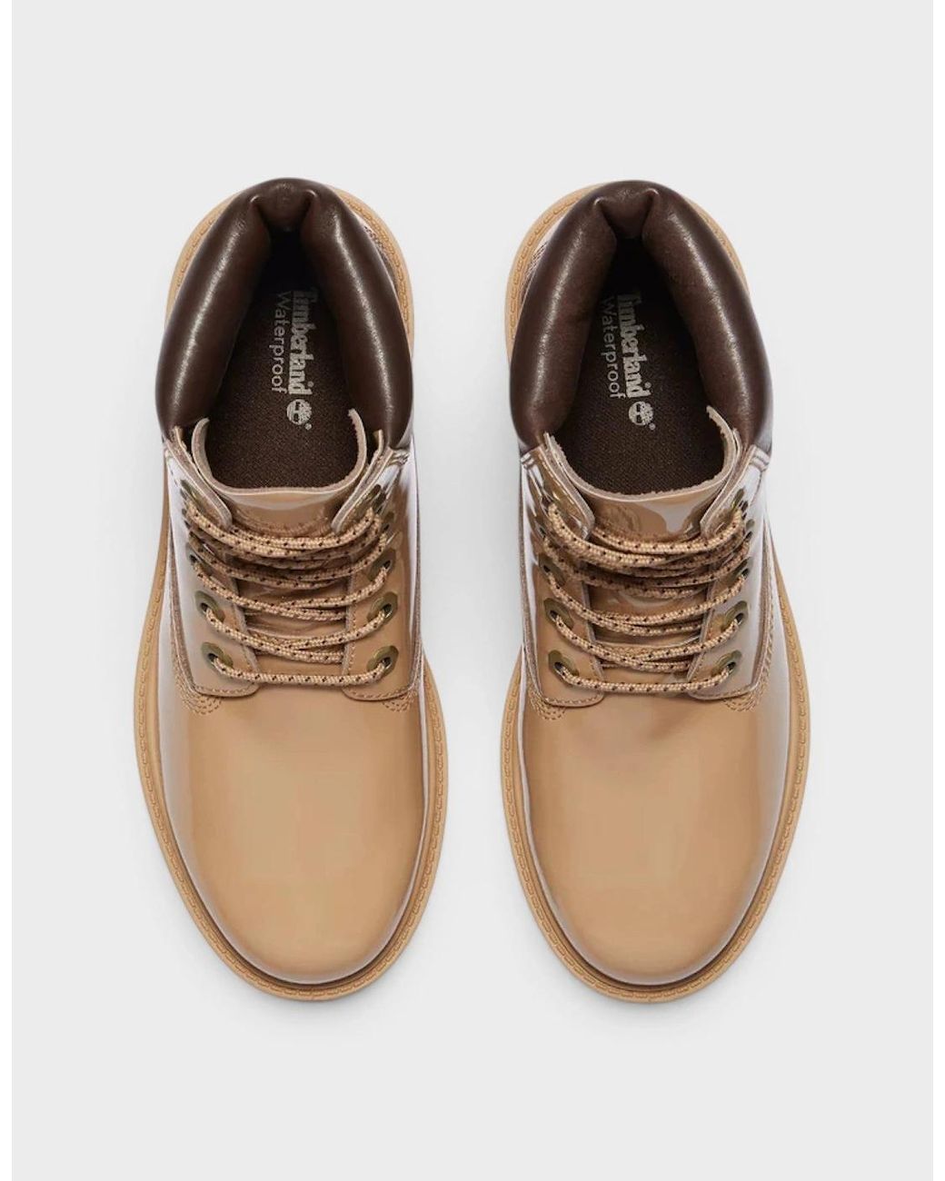 Timberland Natural Premium 6 Inch Lace Waterproof Wheat Patent Leather