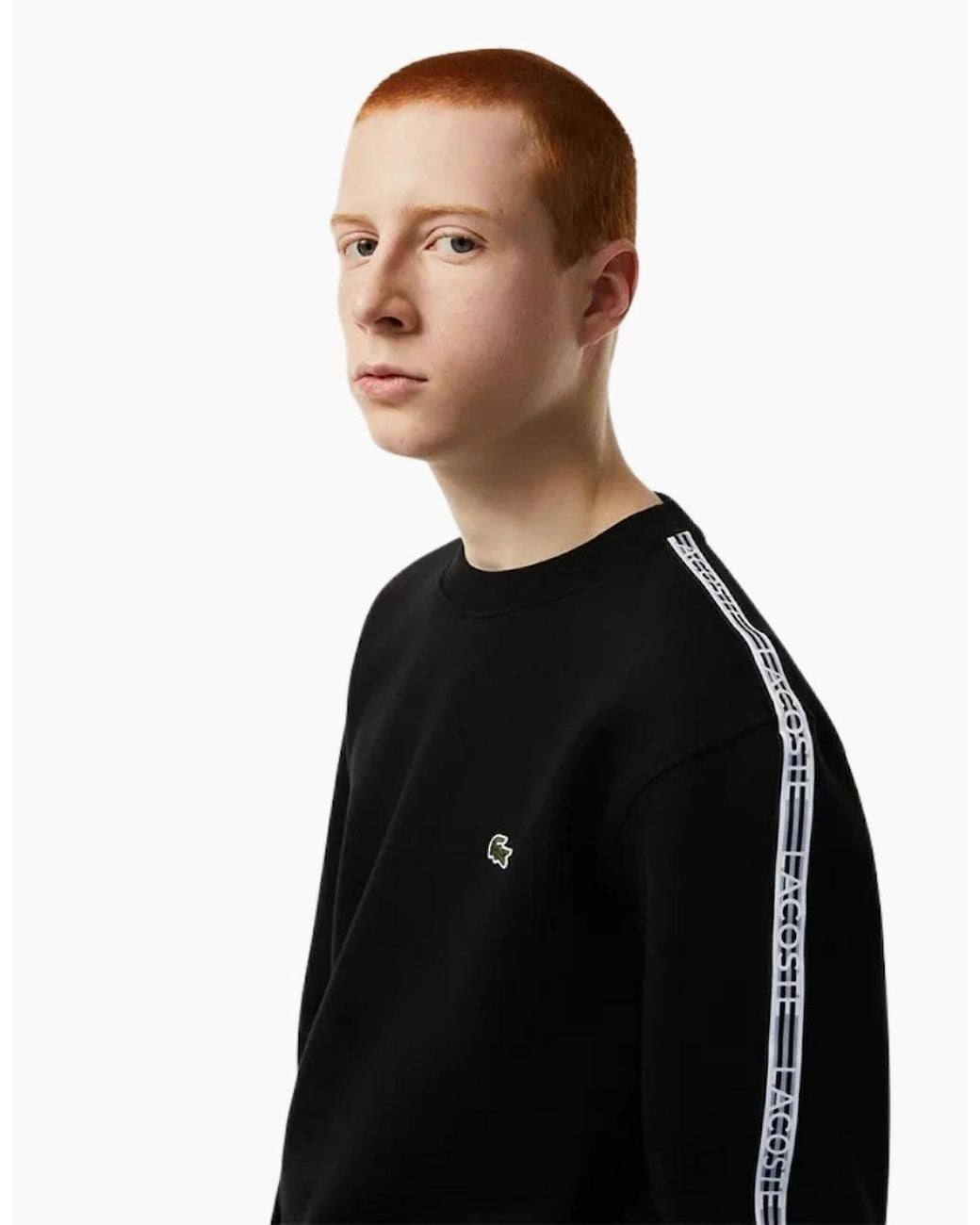 Lacoste Black Branded Tape Crewneck Jumper for men