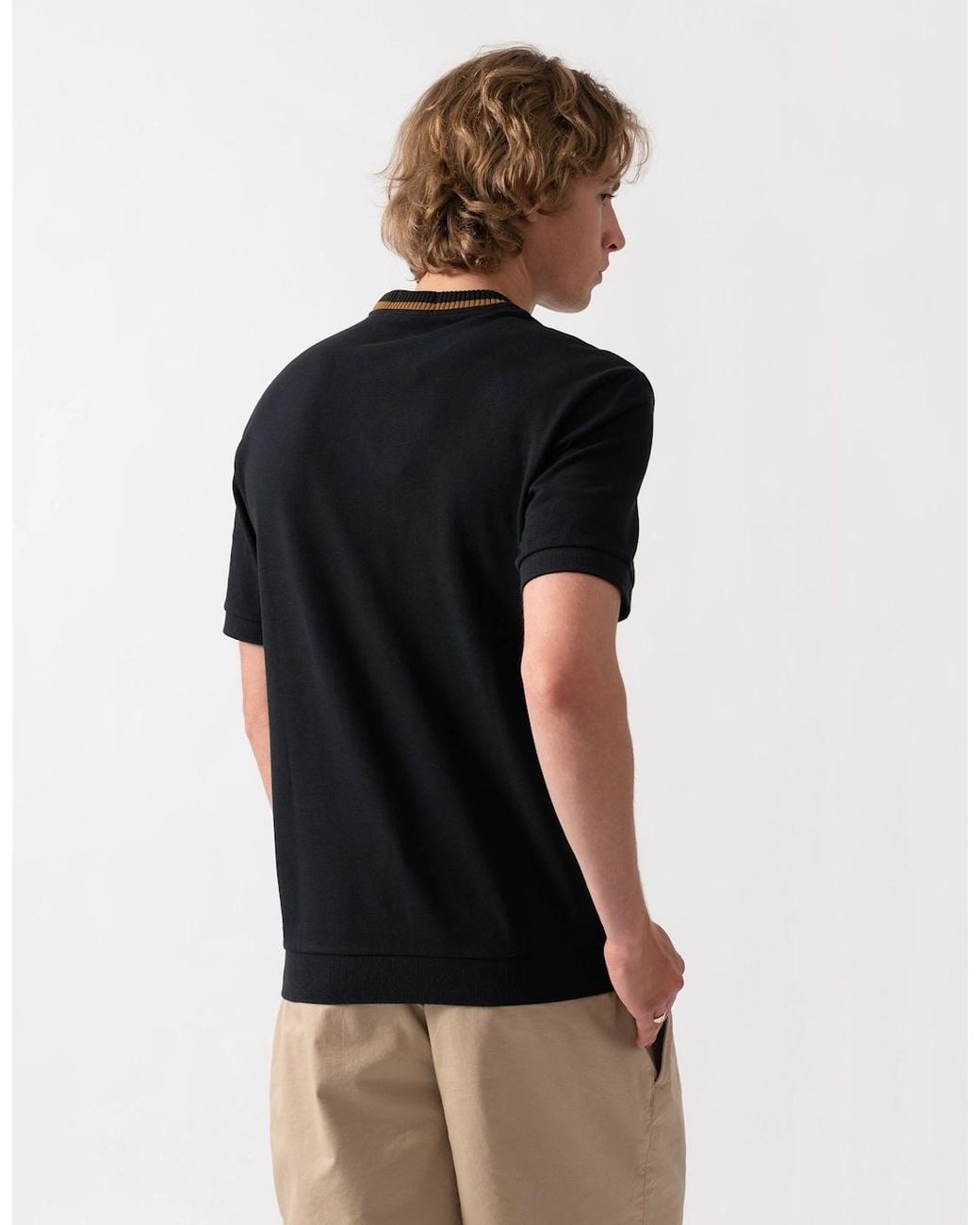 Fred Perry Black Crew Neck Pique T-Shirt for men