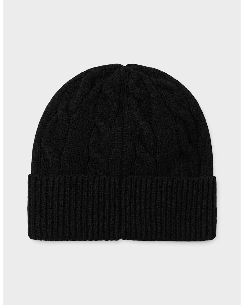 Carhartt Black Wip Logo Signature Cable Knitted Beanie for men