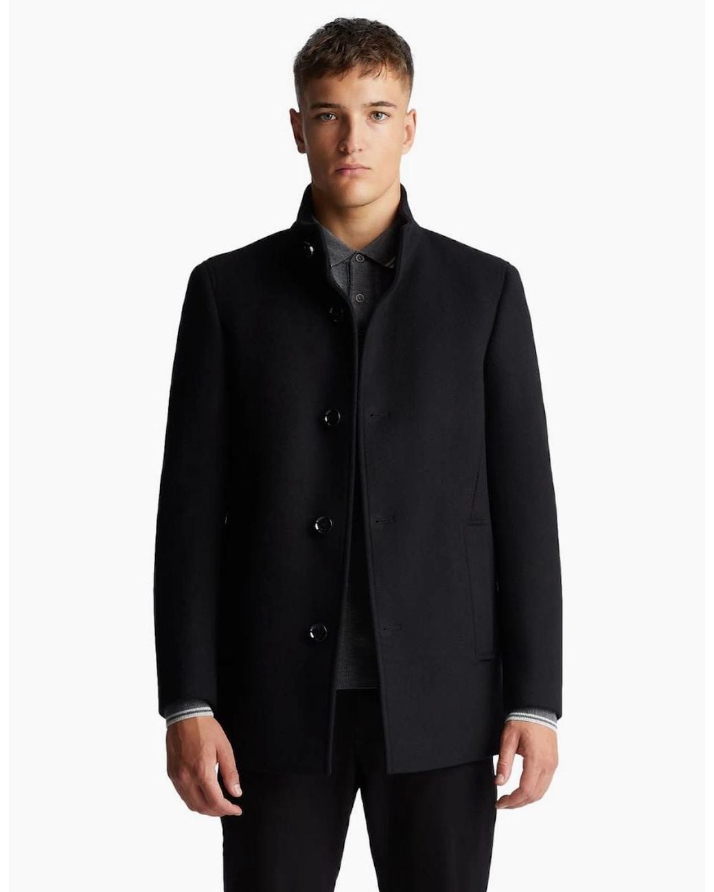 Remus Uomo Black Jonah Overcoat 00 for men