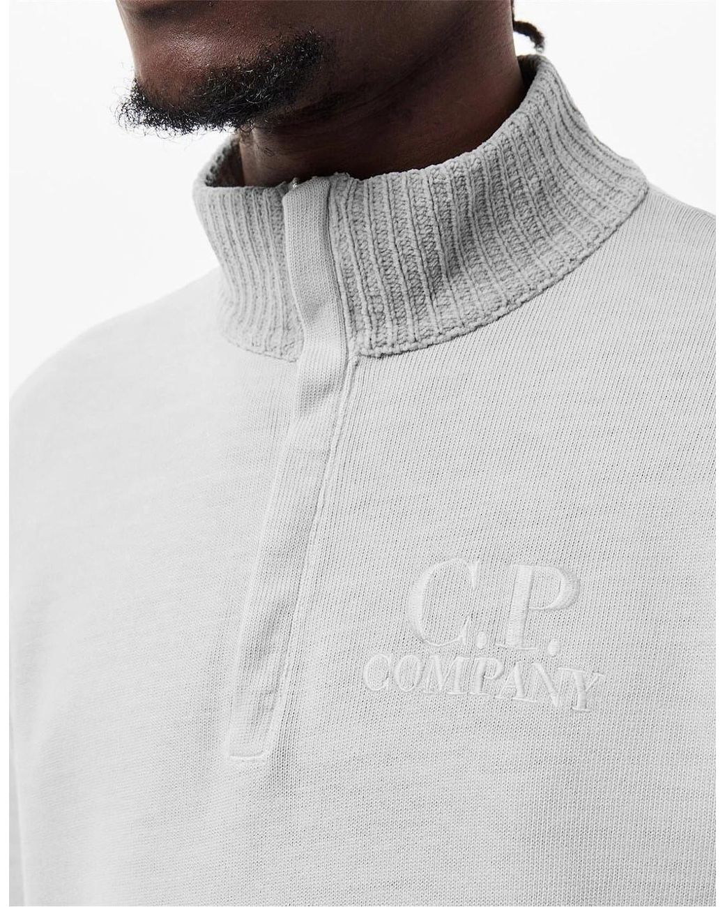 C P Company Gray Polo Collar Sweatshirt for men