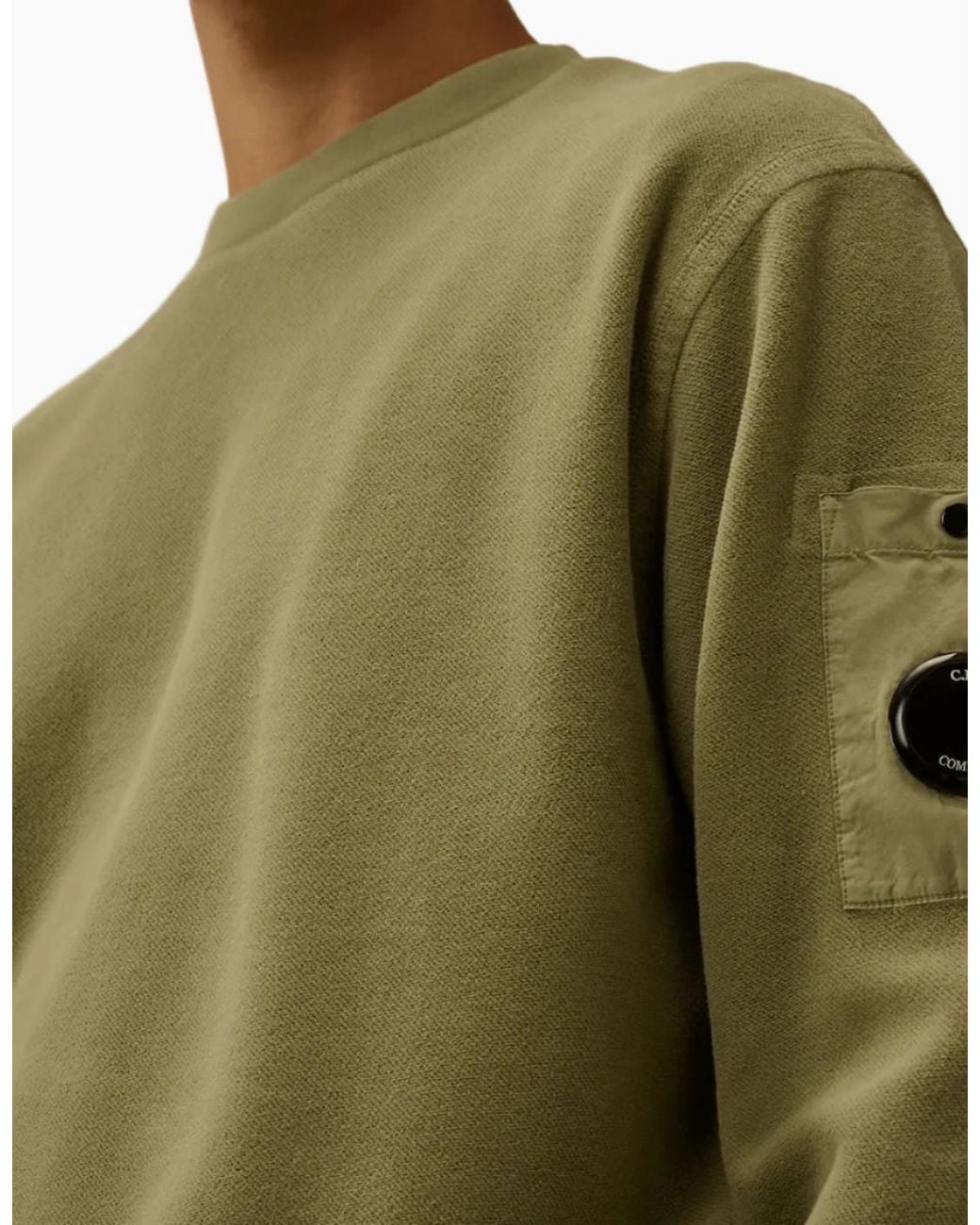 C P Company Green Brushed Fleece Lens Sweat for men