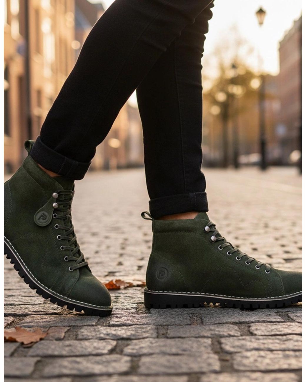 Popps Green 1961 Mod Suede Monkey Boots for men