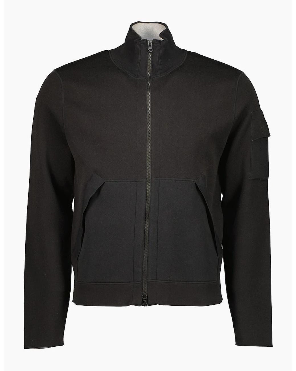 C P Company Black Metropolis Cotton/Nylon Zipped Cardigan for men
