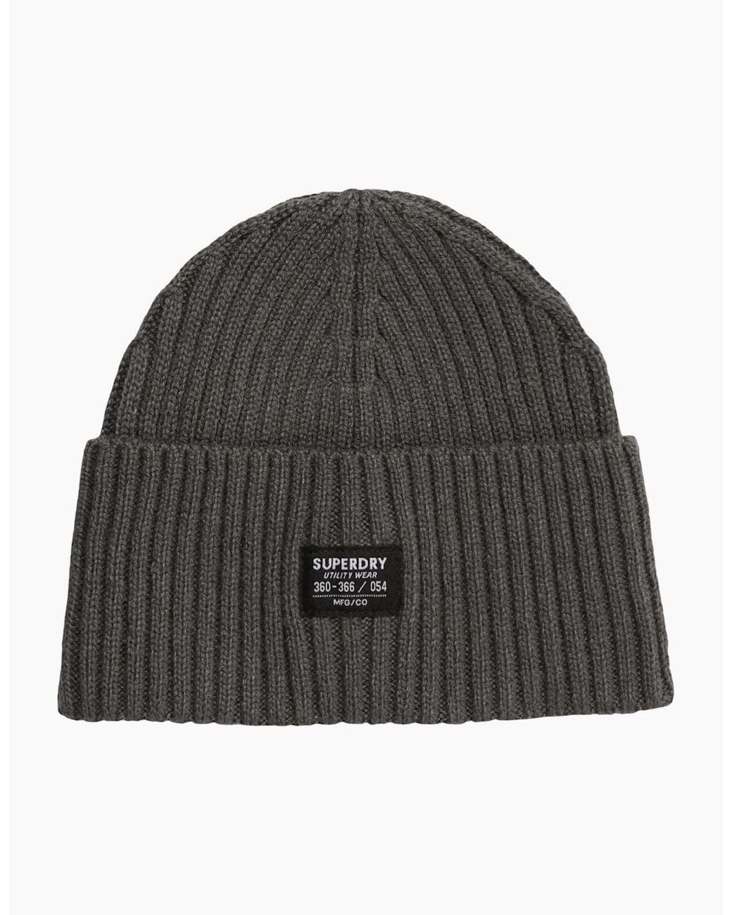 Superdry Black Workwear Knitted Beanie for men