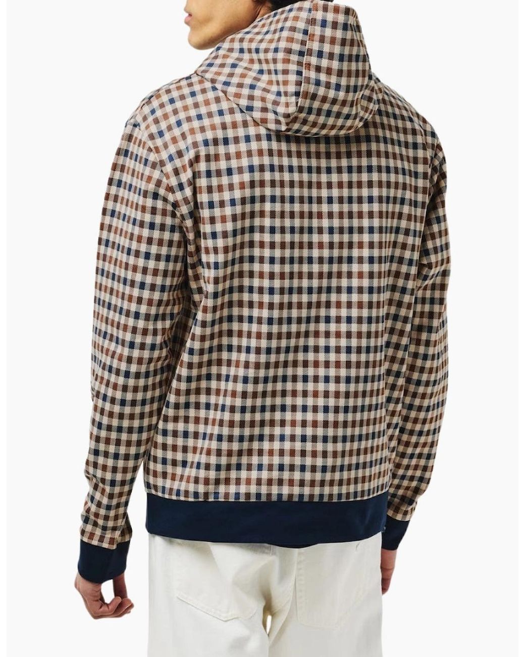 Aquascutum Gray Active Club Check Hoodie for men