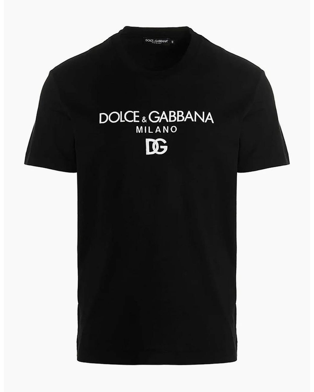 Dolce & Gabbana Black Embroidered Dg Milano Logo T-Shirt for men