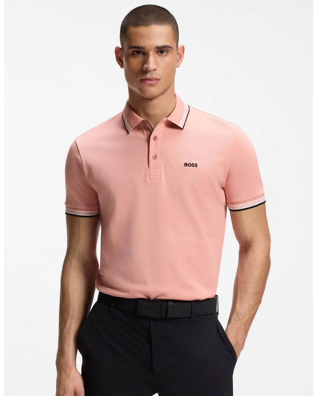 Boss Red Boss Paddy Cotton-Piqué Polo Shirt With Contrast Logo for men