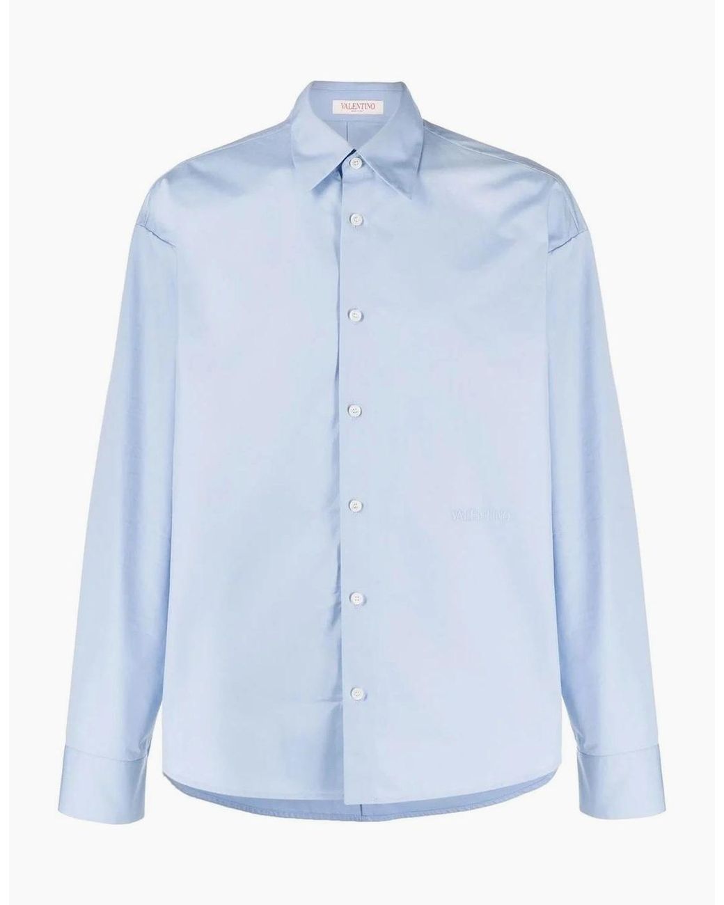 Valentino Blue Cotton Popeline Shirt for men