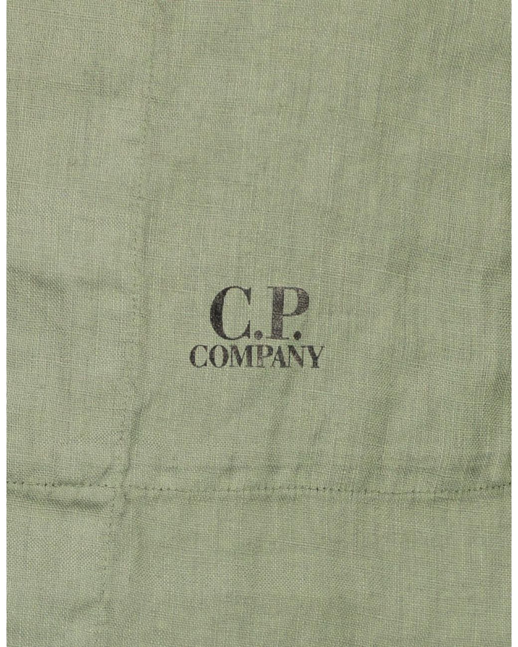C P Company Green Long Sleeve Linen Overshirt for men