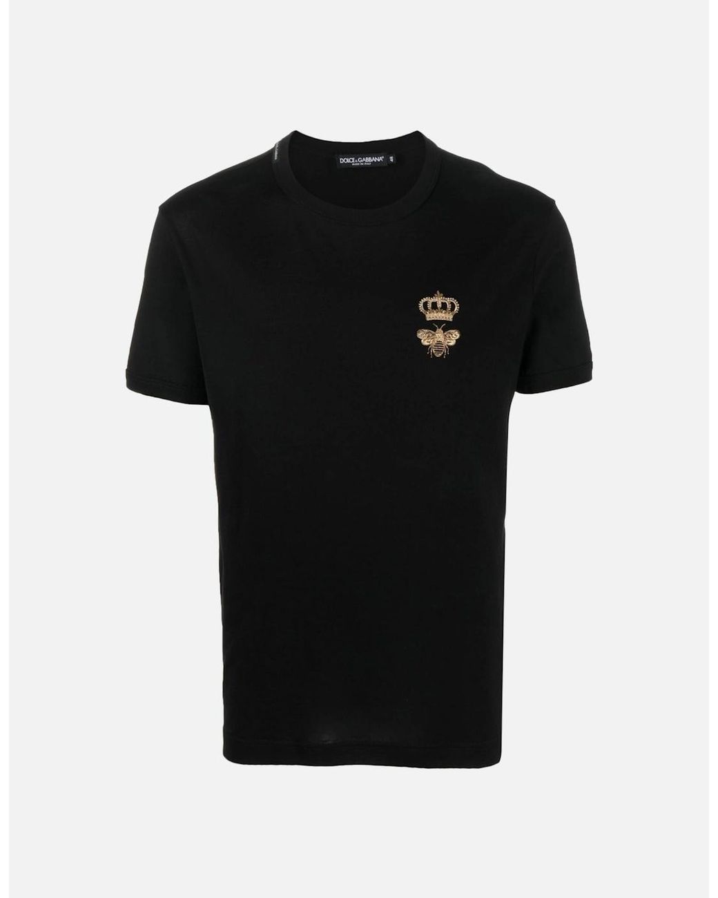 Dolce & Gabbana Black Embroidered Pique T-Shirt for men