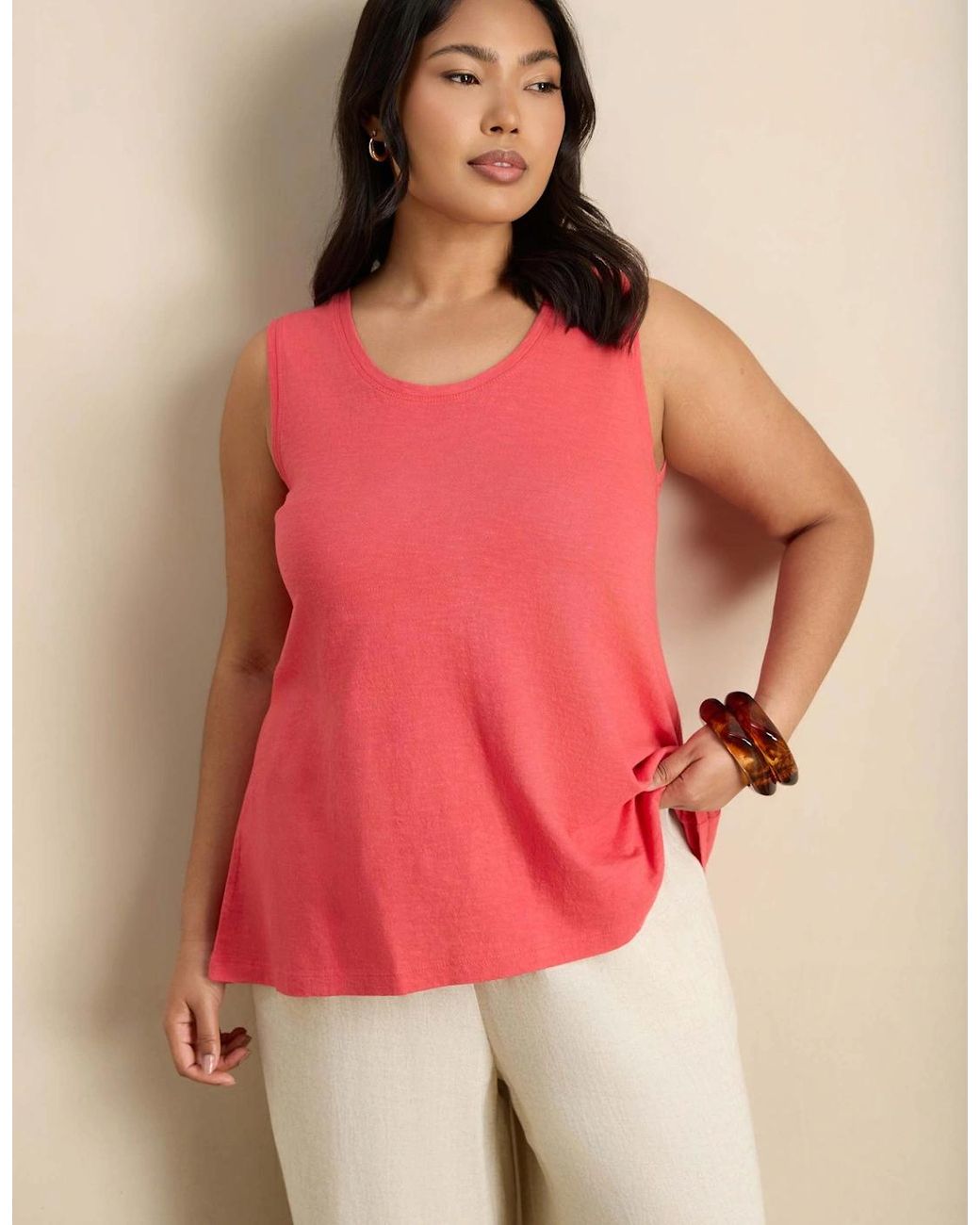 Live Unlimited London Pink Cotton Slub Round Neck Vest