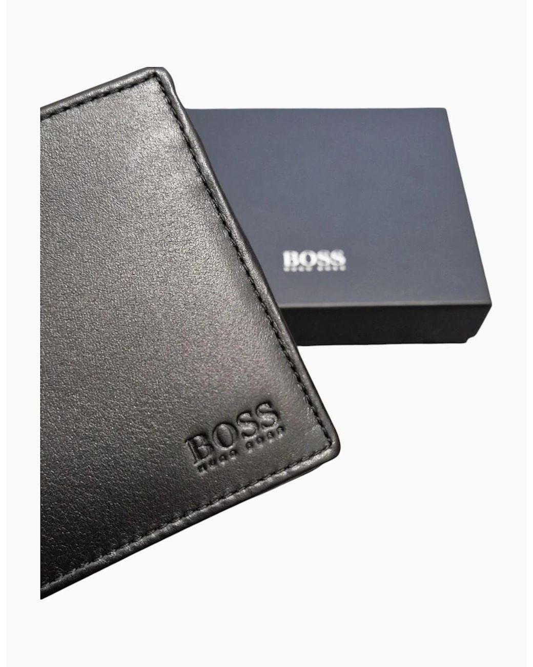 Boss Gray Wallet Asolo Genuine Leather Wallet Bifold Credit Card Holder for men