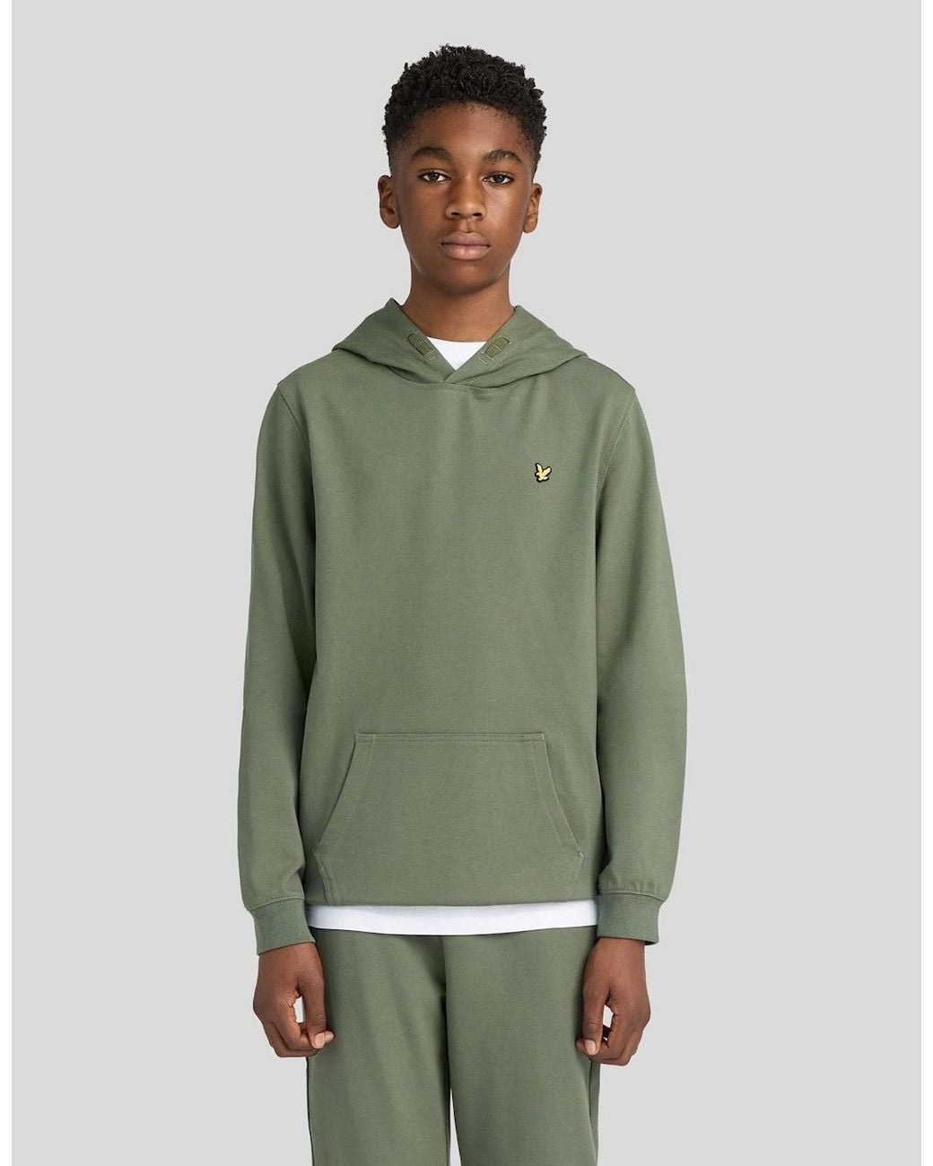 Lyle & Scott Green Sports Brushback Fleece Hoodie for men