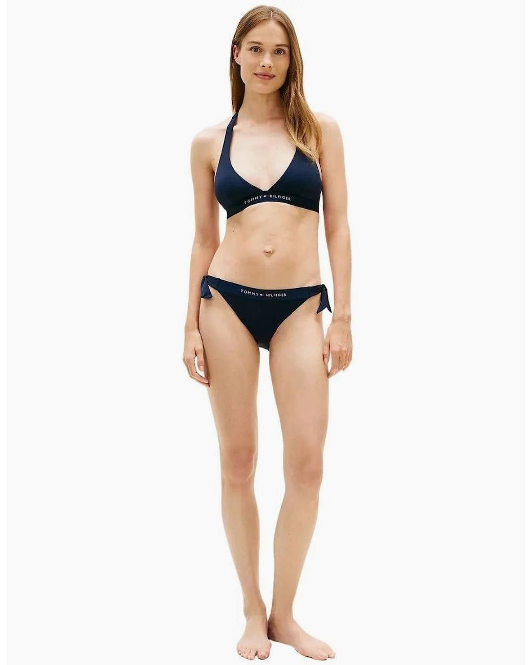 Tommy Hilfiger Blue Th Original Halterneck Bikini Top, Dark Night