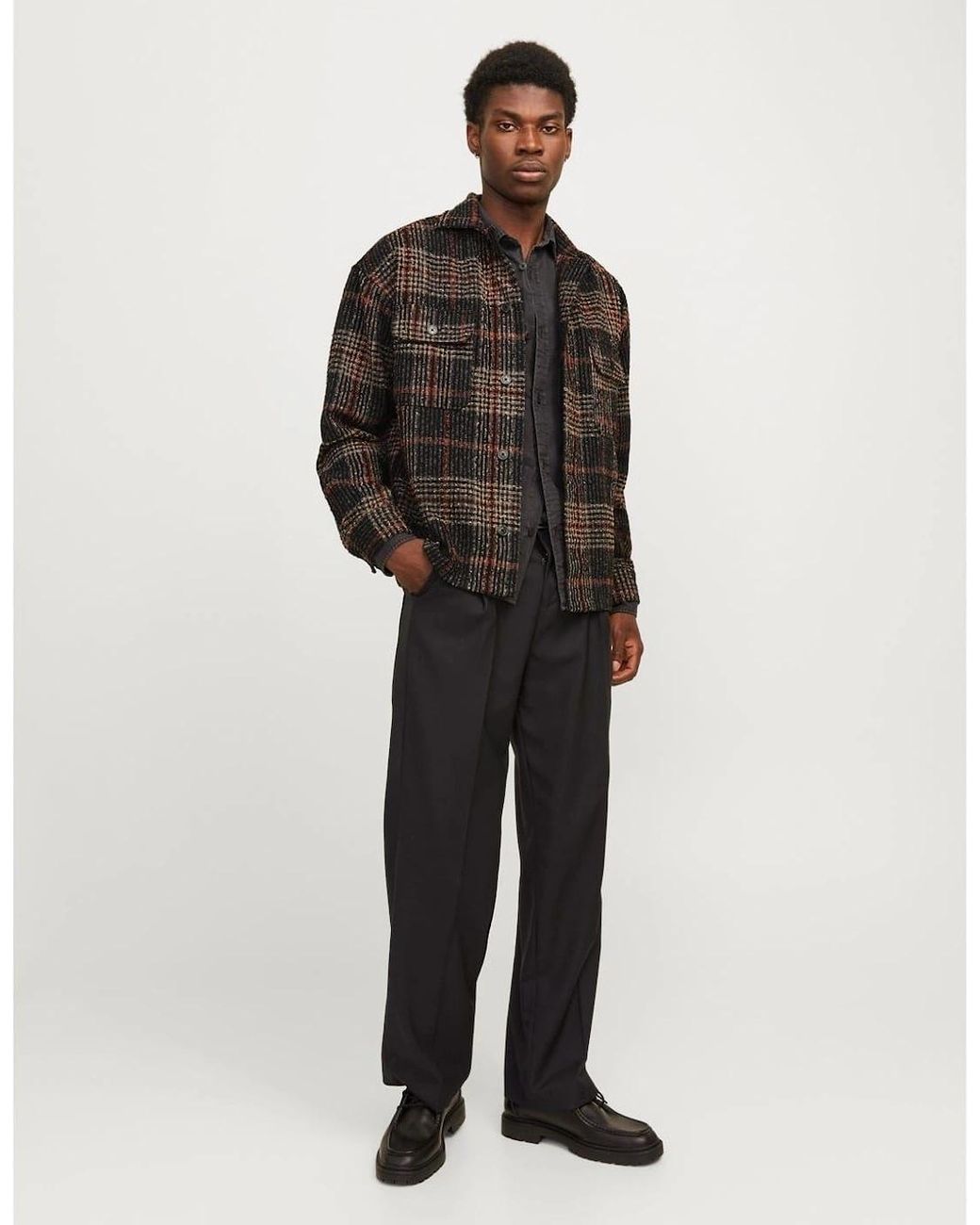 Jack & Jones Brown Boucle Regular Fit Long Sleeve Cuff Sleeve Front Pocket Shirt for men