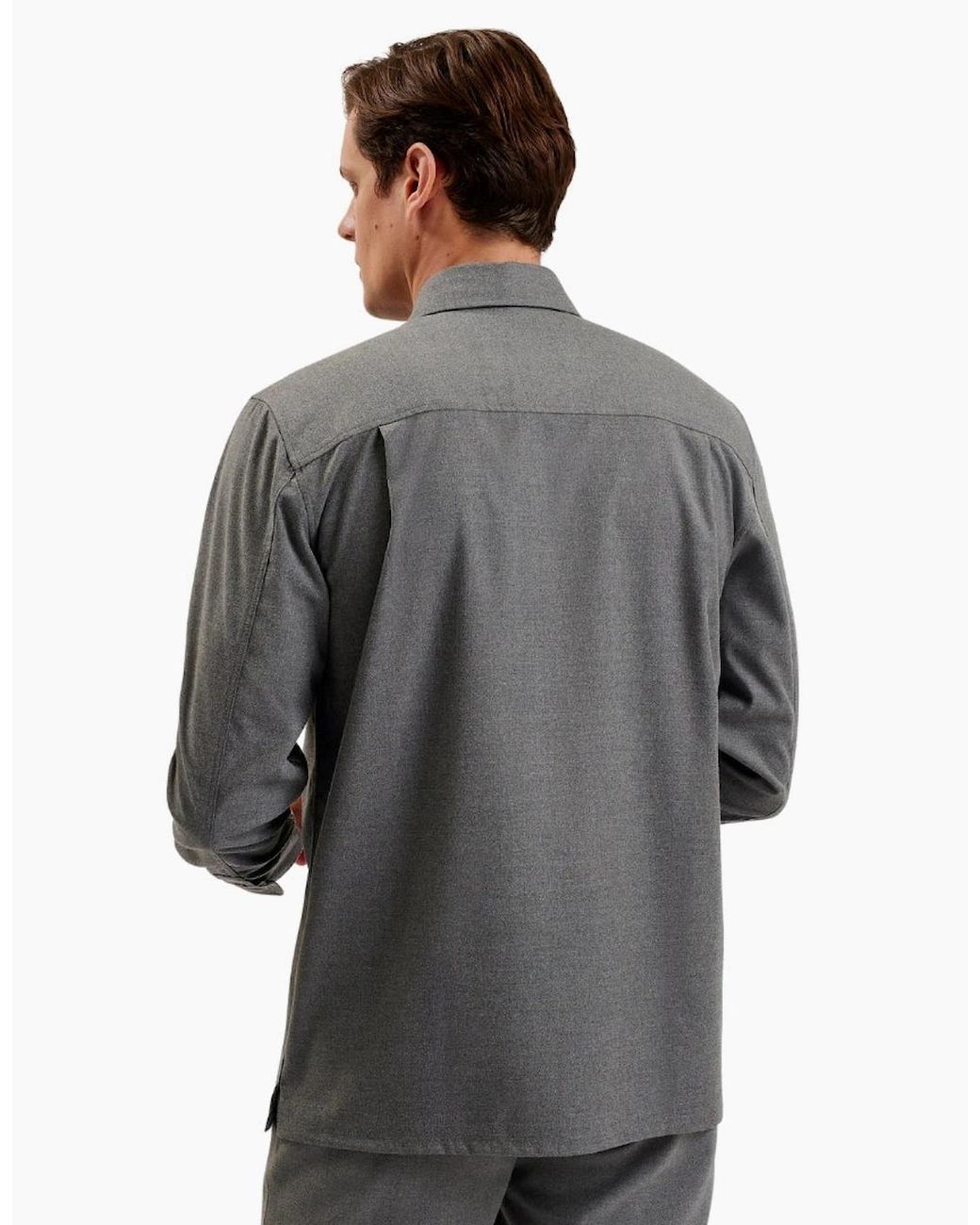 Ted Baker Gray Gaius Oversized Wool Blend Light Shirt for men