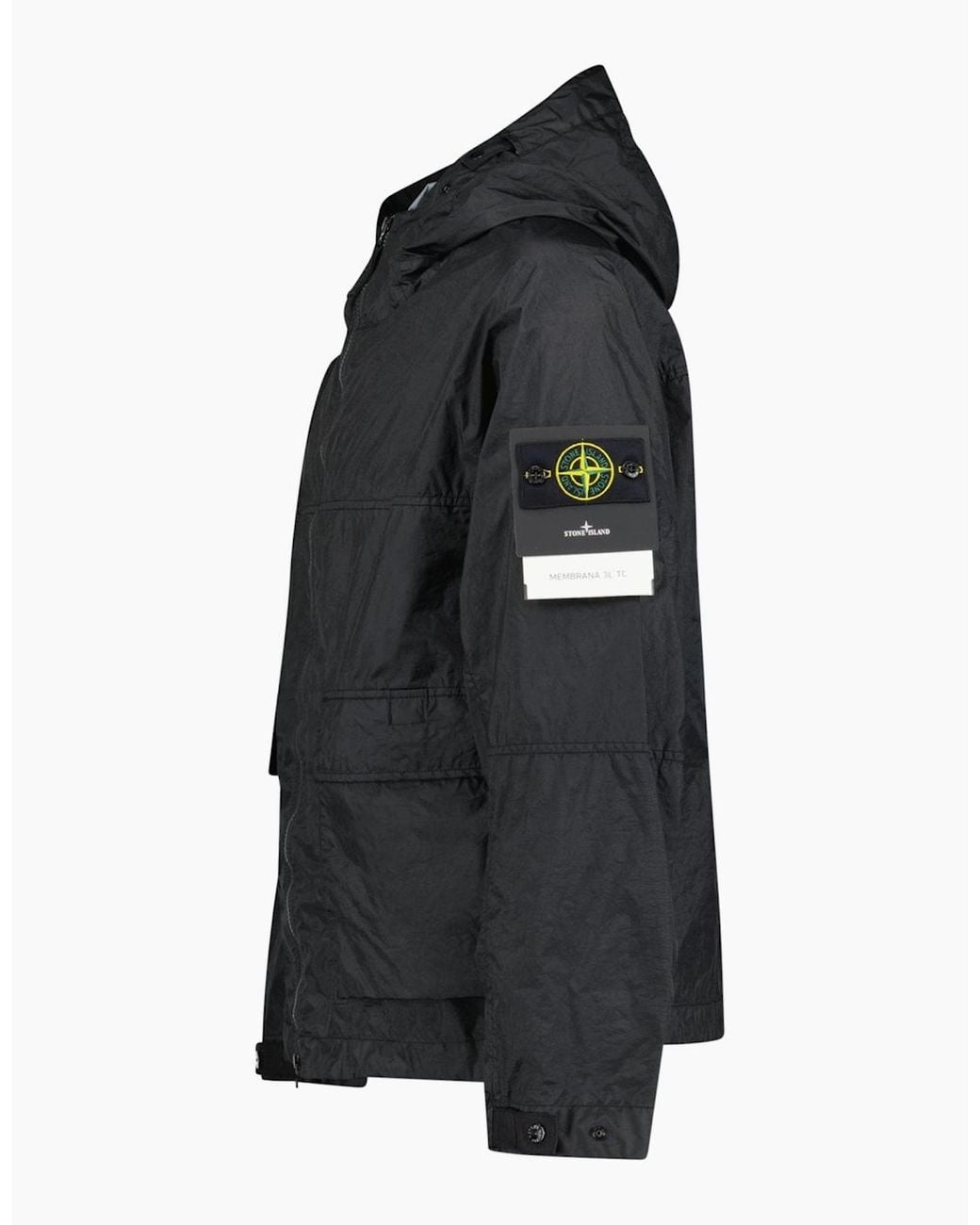 Stone Island Black Membrana 3L Tc Hooded Jacket for men