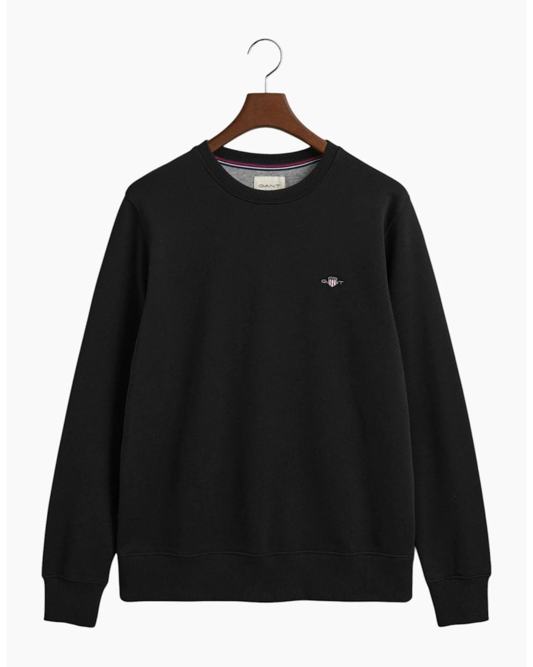 Gant Black Shield Crew Neck Sweatshirt Pullover French Terry Graphic Embroidered for men