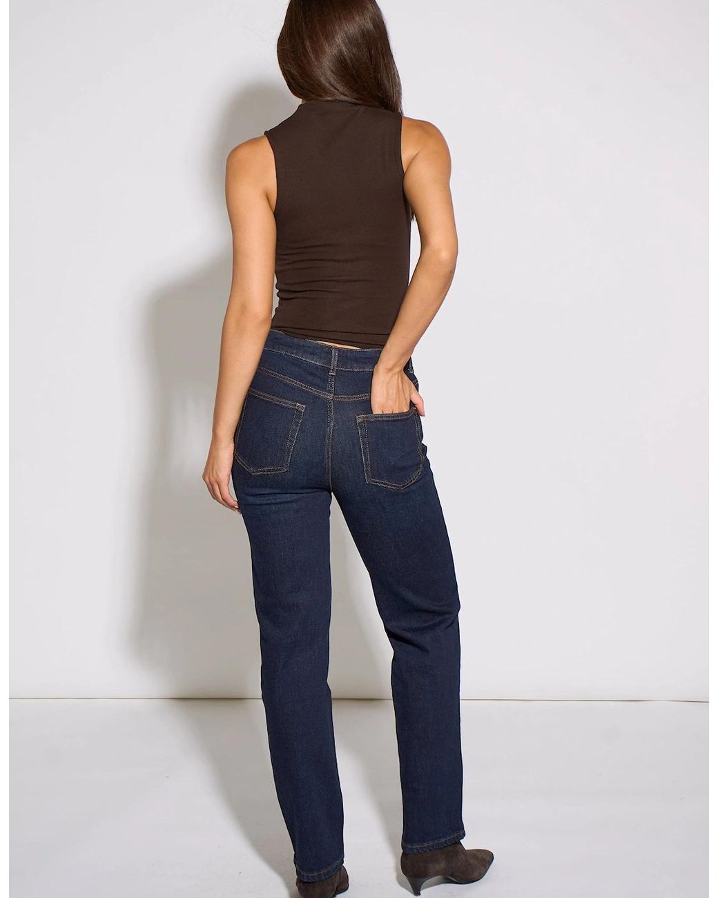 Gini London Blue Mid Rise Straight Leg Jeans