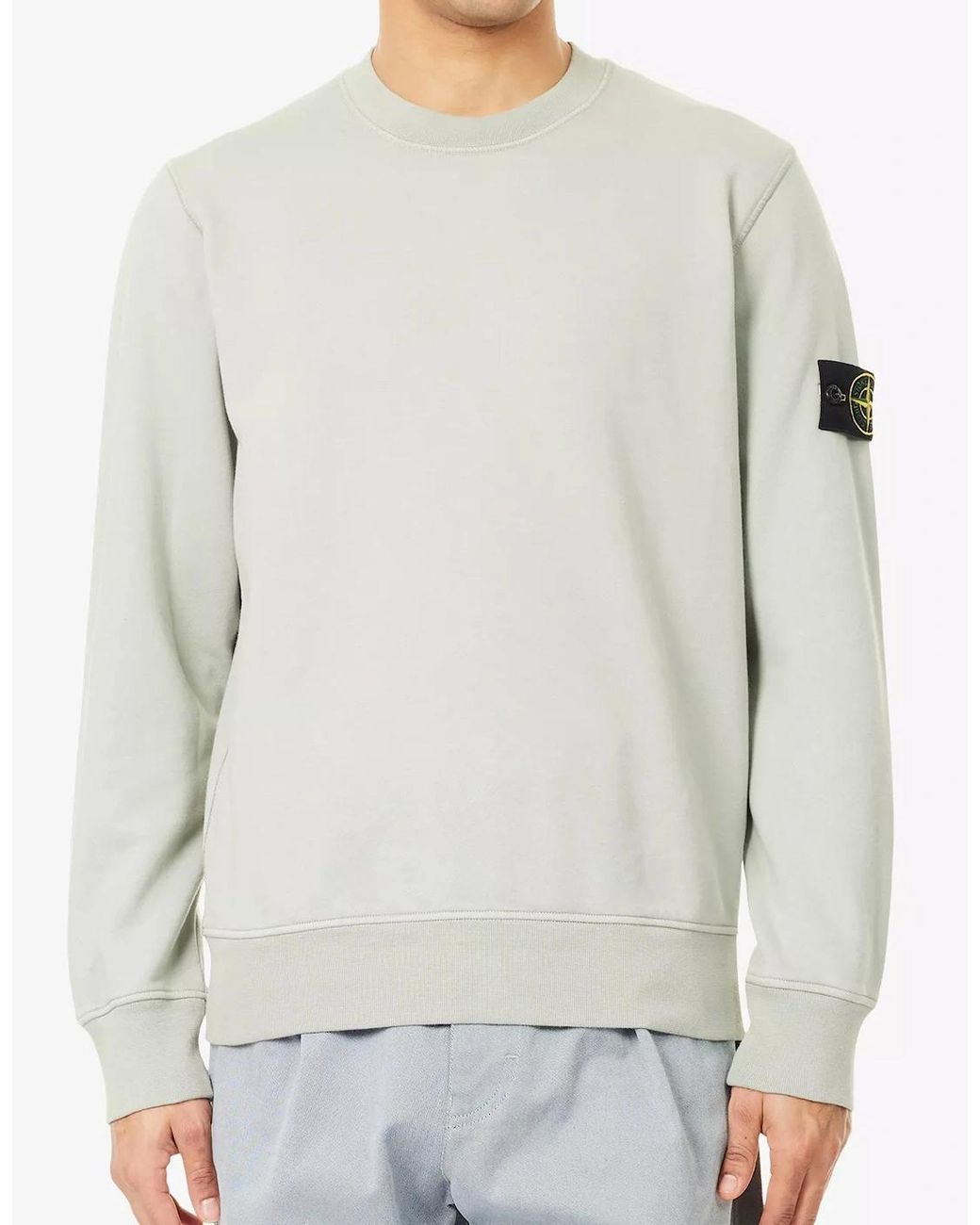 Stone Island White S0051 Compass Sweatshirt Sage for men