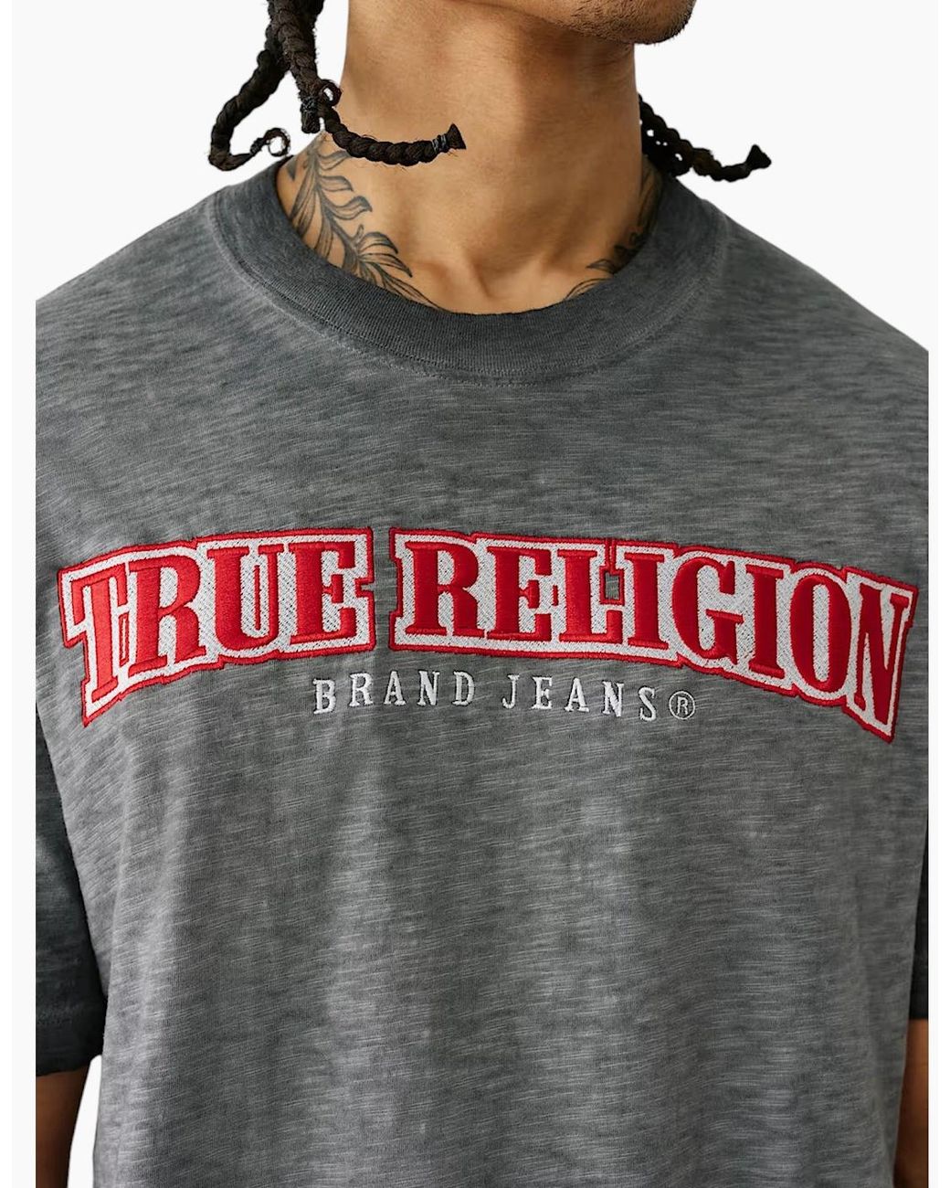 True Religion Gray 109292 T Shirts for men