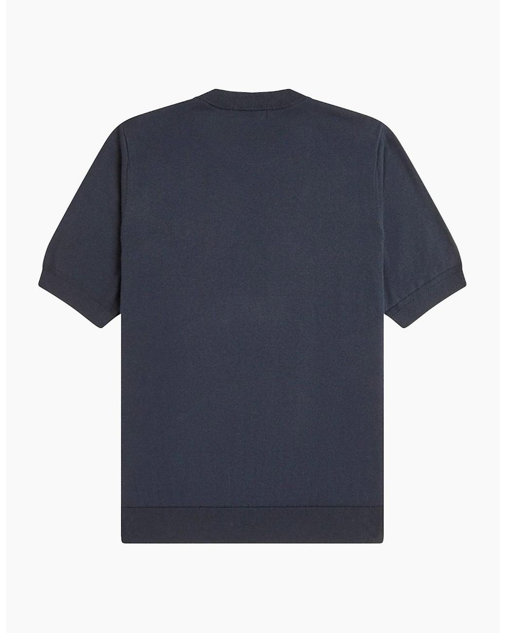 Fred Perry Blue Cotton Knitted T-Shirt for men