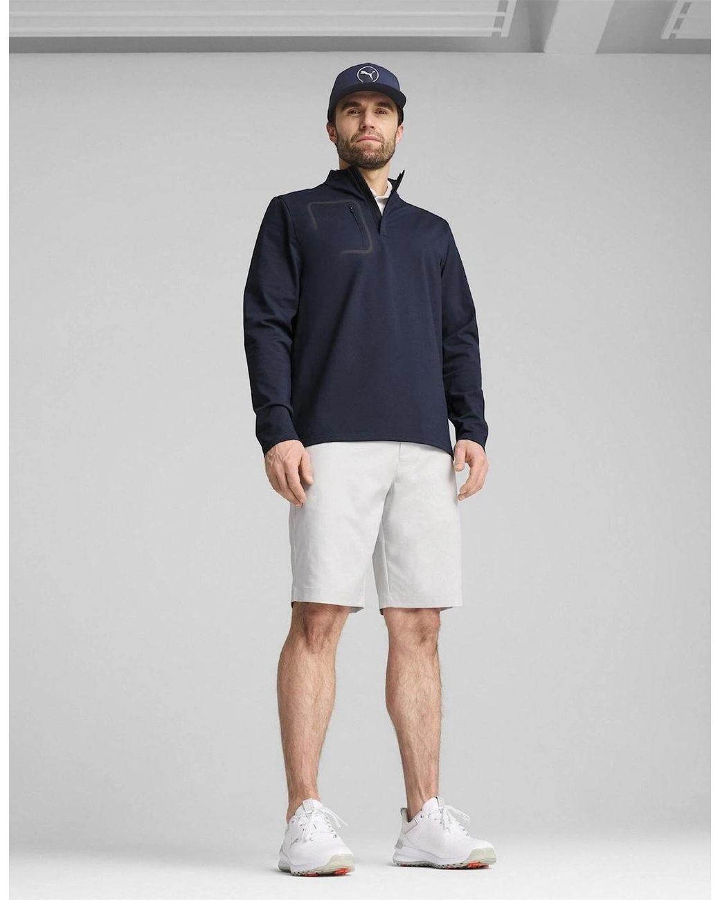 PUMA Blue Tech Chest Pocket Funnel Neck Long Sleeve Sweater for men