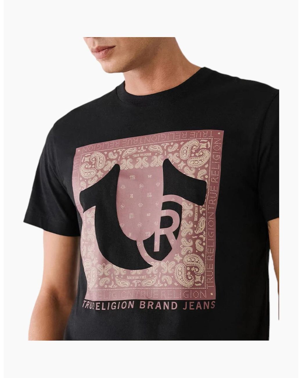 True Religion Black 107697 T Shirts Short Sleeve Buddha Soft Summer Crew Neck Tee for men