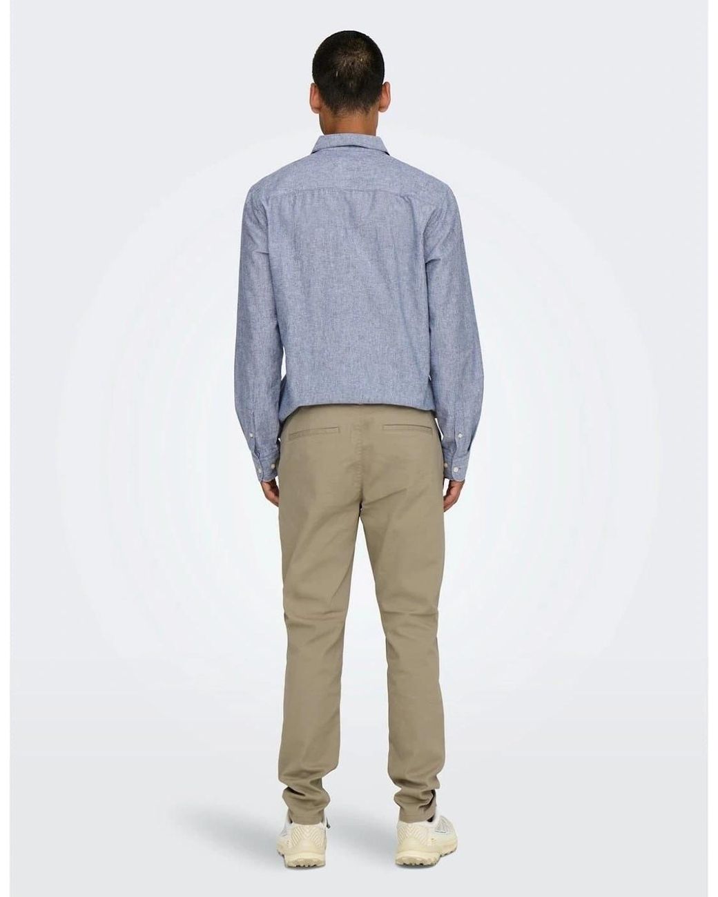 ONLY Blue Solid Patterned Straight Chinos for men