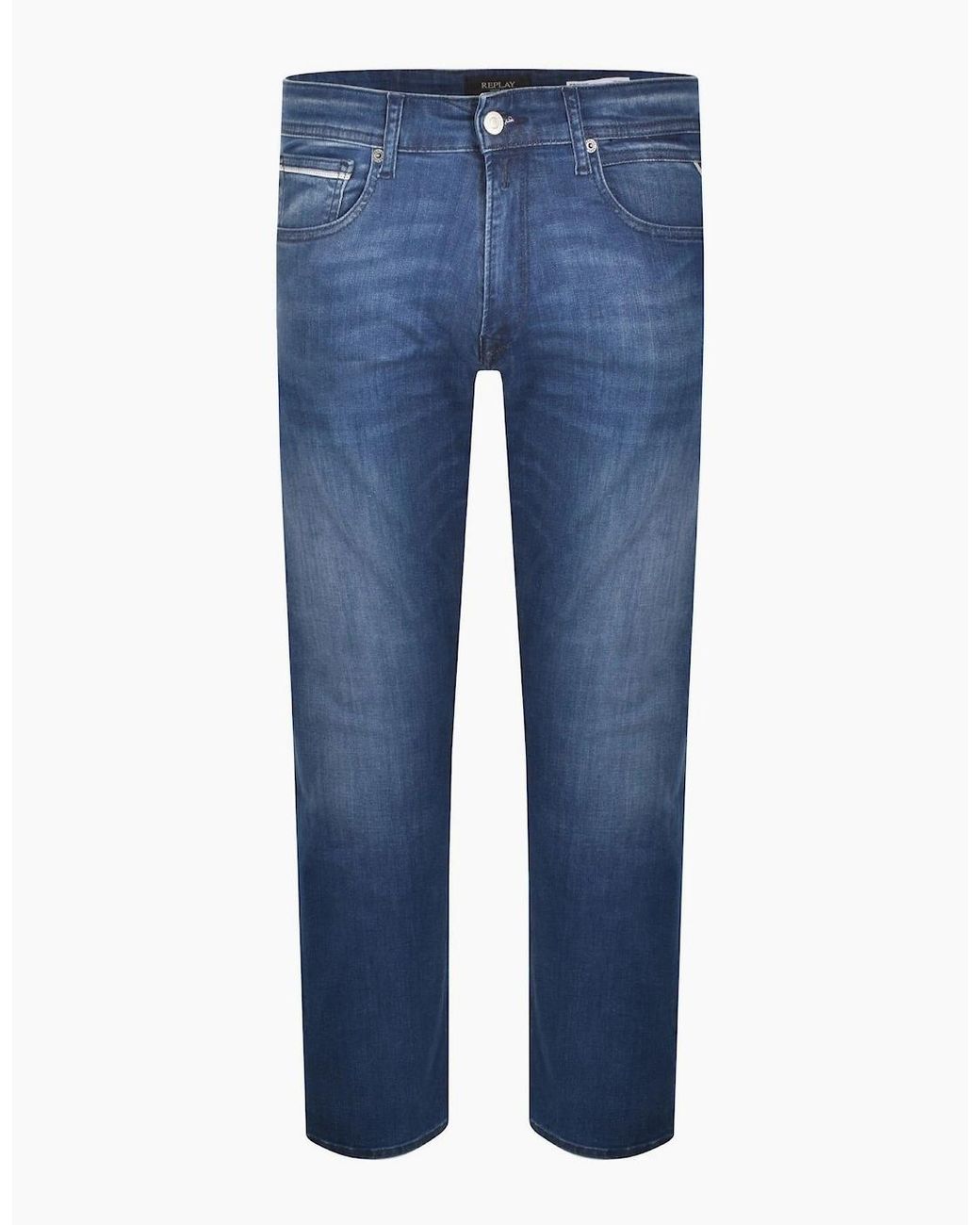 Replay Blue Grover Power Stretch Straight-Fit Jeans for men