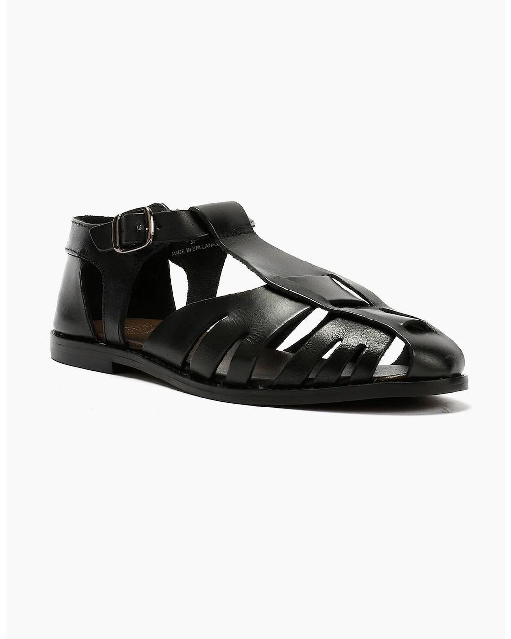 Hudson Black Nova Veg Tanned Leather Sandal